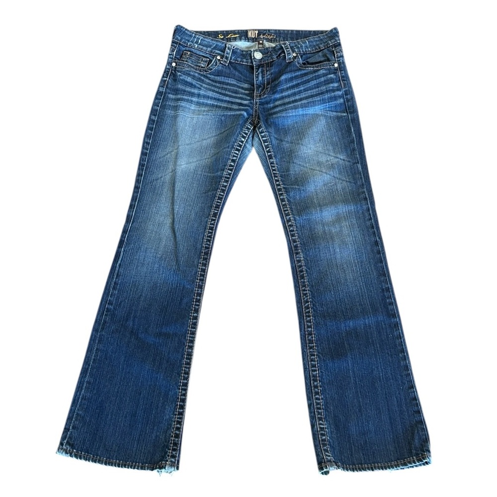 Kut From the Kloth So Low‎ Bootcut Jeans Size 10 Contrast Stitching Crystals